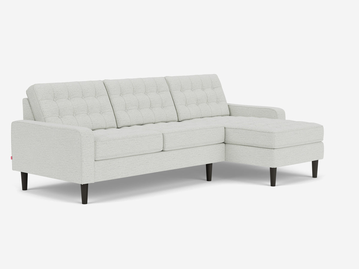 Arctic Wolf with Black Ash Legs - Right Hand Facing Chaise - Low Arm Height