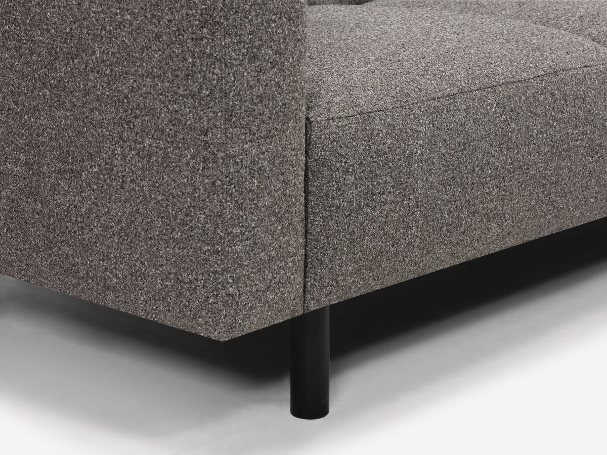Catrin Peppercorn Fabric - Right Hand Facing Chaise - Black Peg Legs