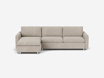 Polo Grey with Stainless Steel Legs - Narrow Arms - Double - Left Hand Facing Storage Chaise