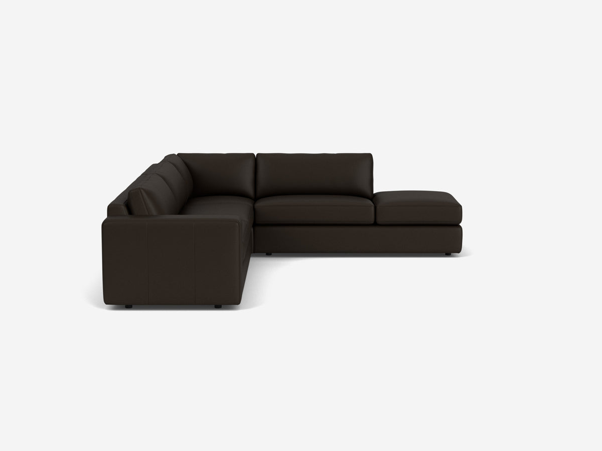 Broadway Granite Leather - Right Hand Facing Backless Chaise