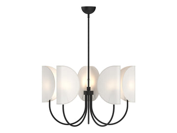 Seno Chandelier – 32" / Matte Black/White Cotton Fabric