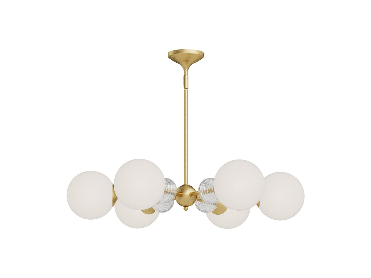 Celia Chandelier – 6 Lights / Brushed Gold/Opal Glass
