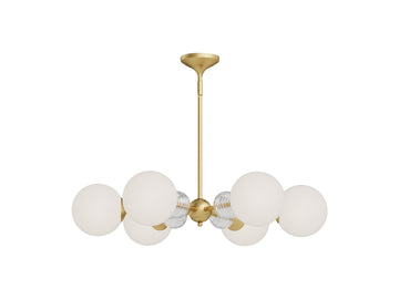 Celia Chandelier – 6 Lights / Brushed Gold/Opal Glass