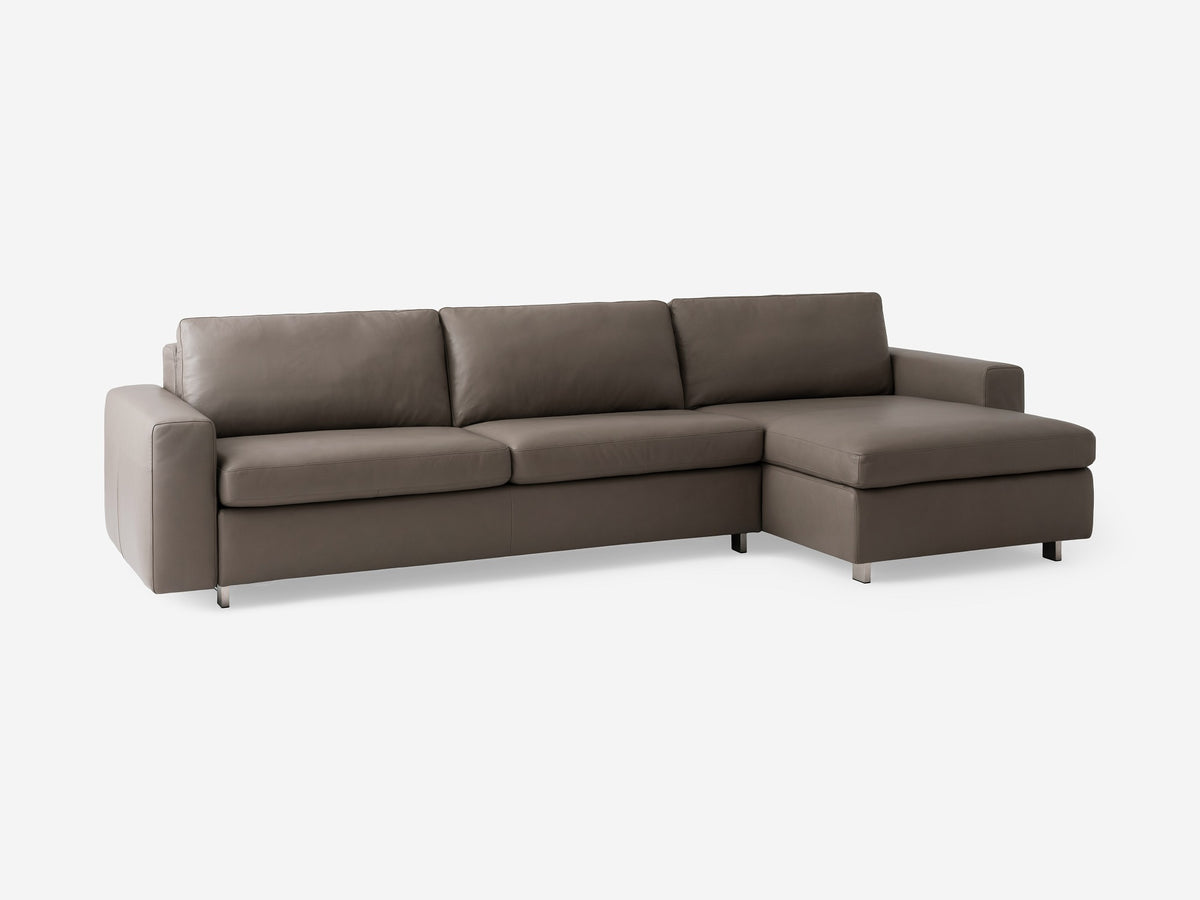 Suave Chrome with Stainless Steel Legs - Standard Arms - Queen - Right Hand Facing Storage Chaise