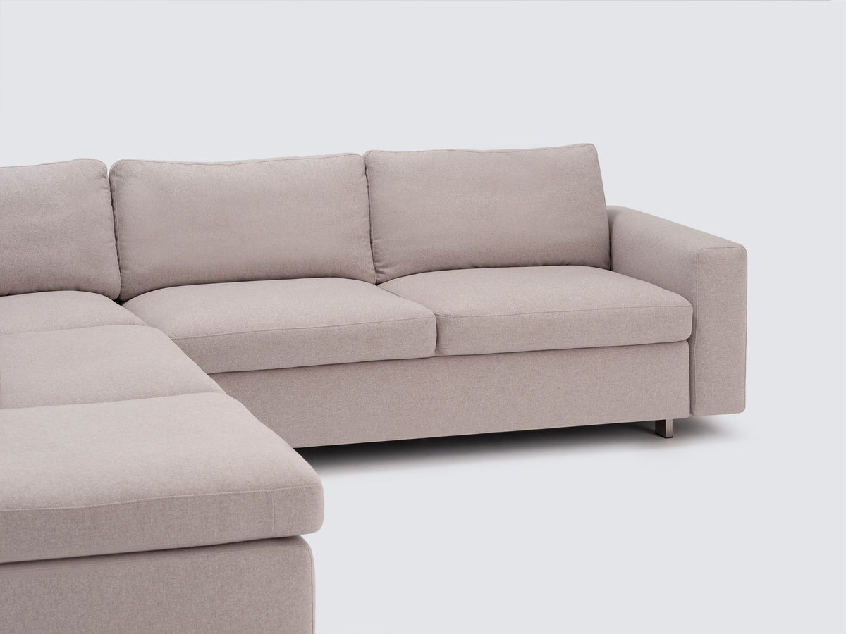 Ava Cloud with Stainless Steel Legs - Left Hand Facing Backless Chaise - Standard Arms