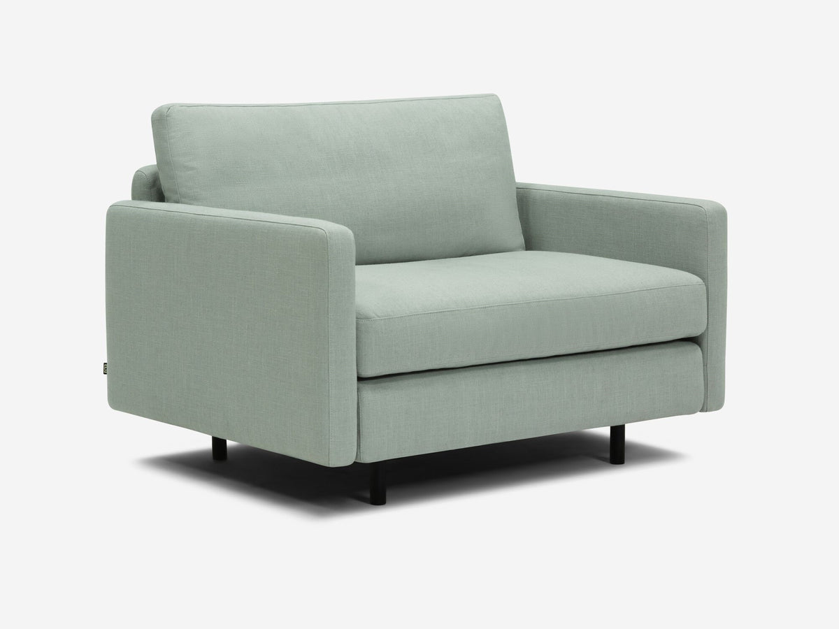 Aspen Mist Fabric - Shallow (35") - 35.8" Seat Width - Narrow Arms - Metal Tubular Legs