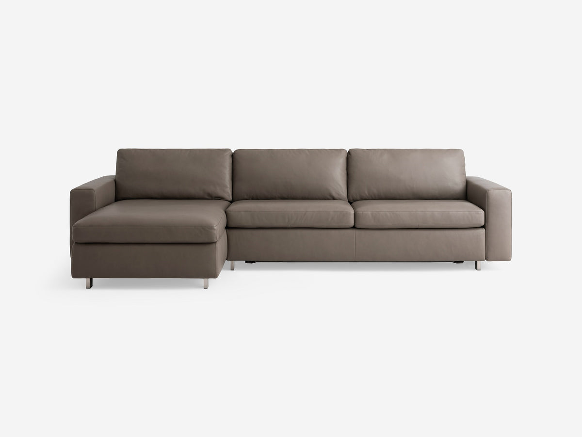 Suave Chrome with Stainless Steel Legs - Standard Arms - Queen - Left Hand Facing Storage Chaise