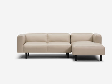 Paloma Hemp Leather - Right Hand Facing Chaise - Black Peg Legs