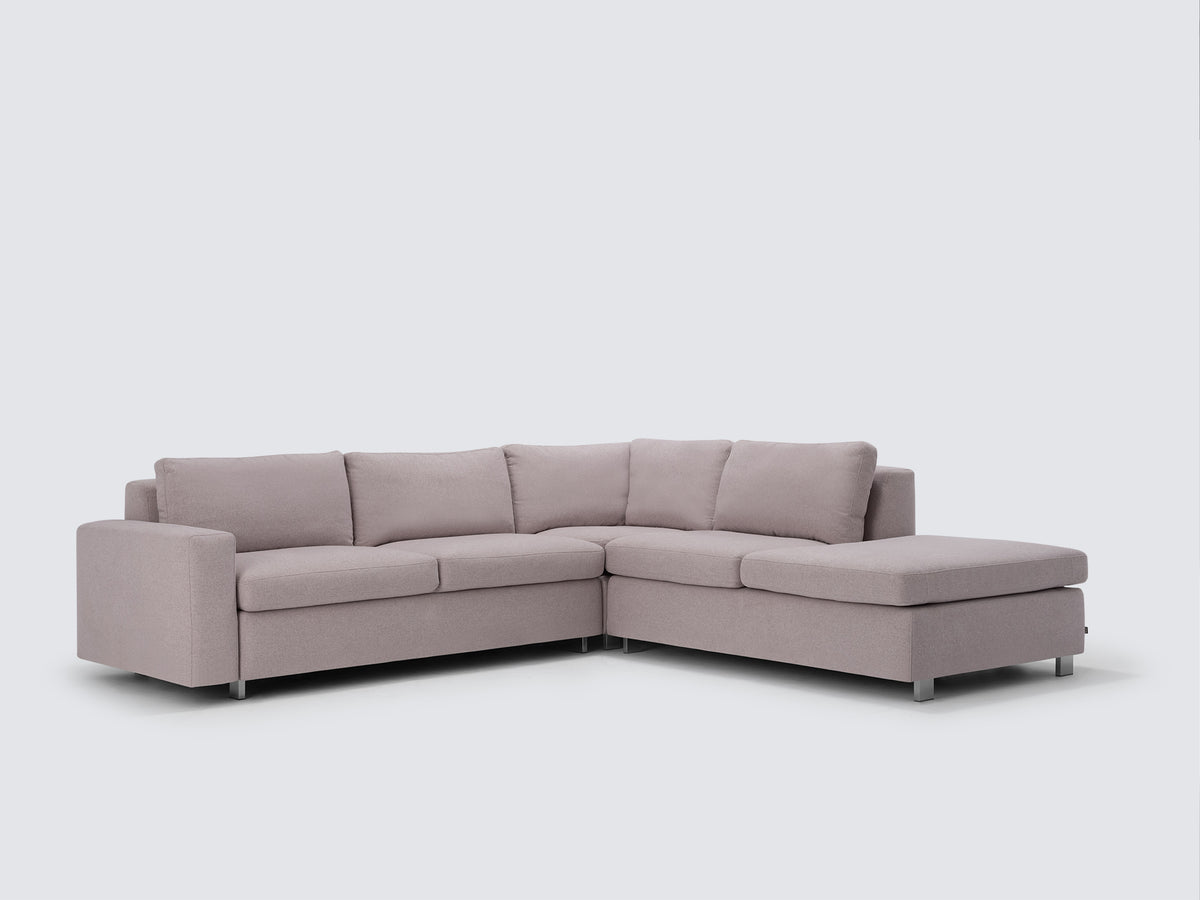 Ava Cloud with Stainless Steel Legs - Right Hand Facing Backless Chaise - Standard Arms