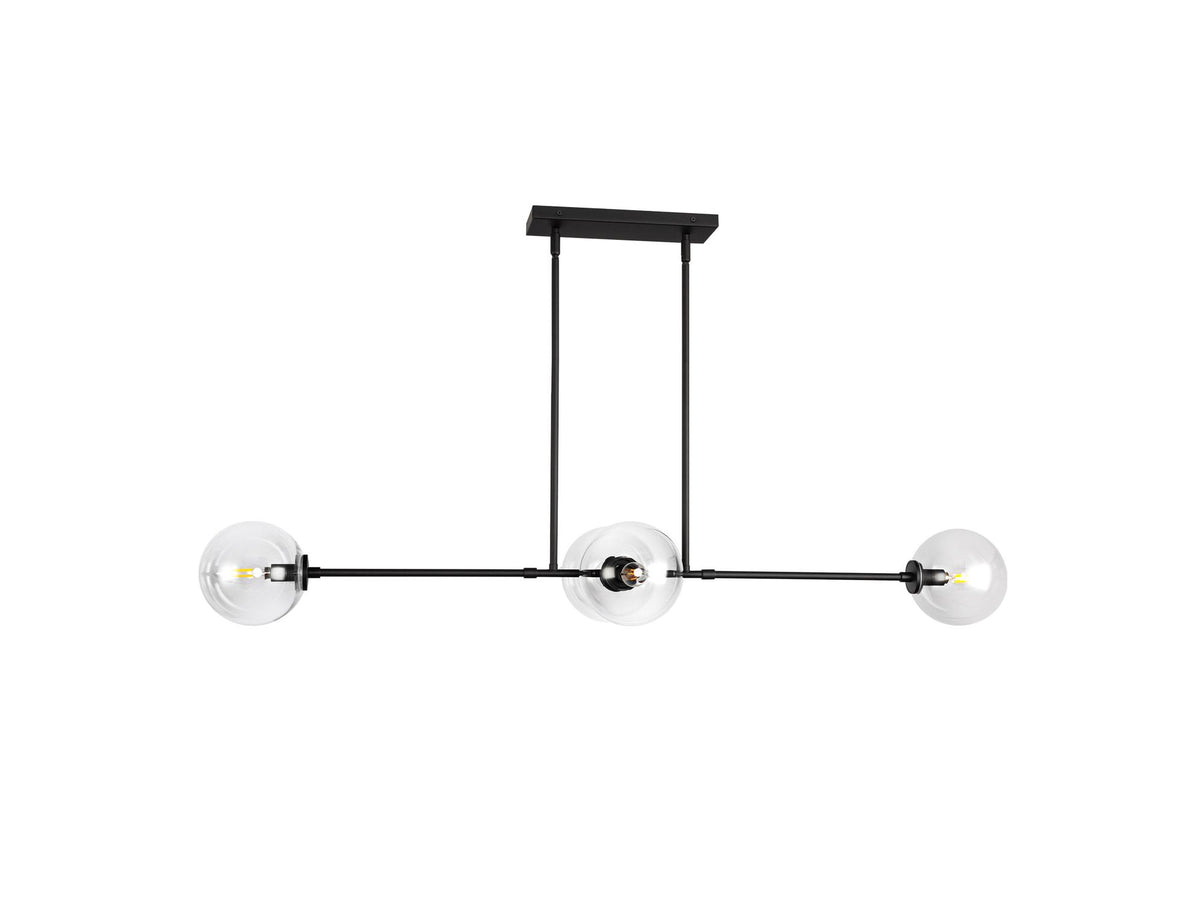 Cassia Linear Pendant – Matte Black/Clear Glass – view 2