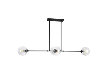 Cassia Linear Pendant – Matte Black/Clear Glass – view 2
