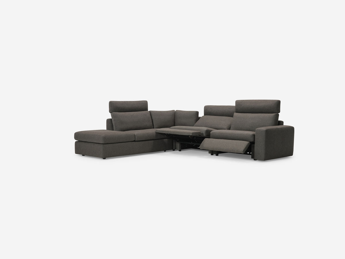 Onno Charcoal Warm Grey with Additional Headrest - Wide Seat - Left Hand Facing Backless Chaise - Wide Track Arm