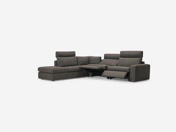 Onno Charcoal Warm Grey with Additional Headrest - Wide Seat - Left Hand Facing Backless Chaise - Wide Track Arm