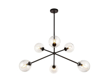 Cassia Chandelier – Matte Black/Clear Glass