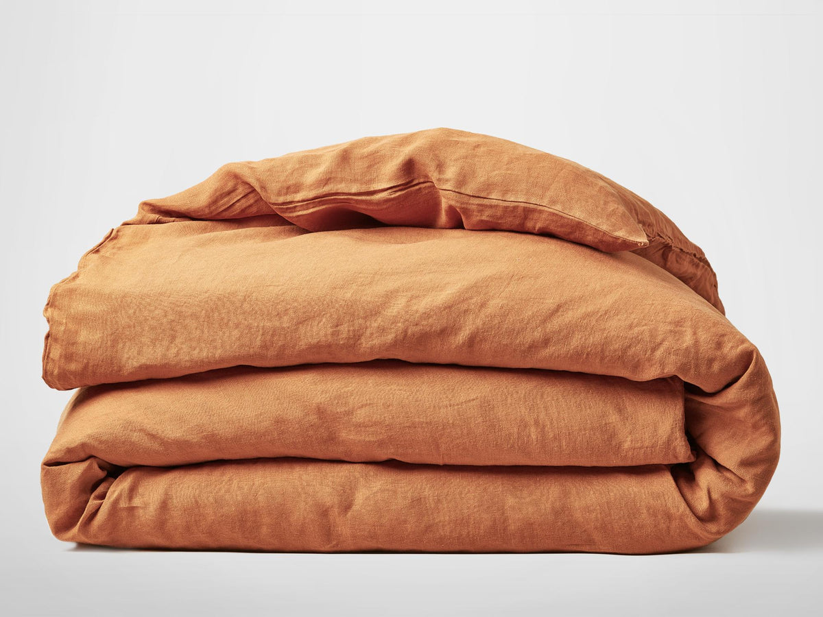 Silk & Snow Flax Duvet Cover – Full/Queen / Copper