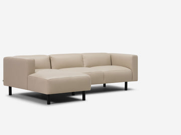Paloma Hemp Leather - Left Hand Facing Chaise - Black Peg Legs
