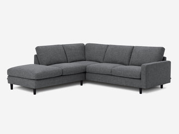 Greta Stone (Discontinued) with Black Ash Legs - Left Hand Facing Backless Chaise
