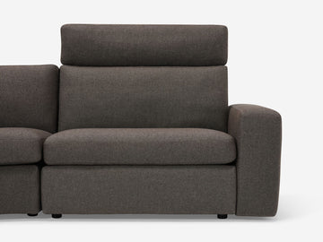 Onno Charcoal Warm Grey with Additional Headrest - Wide Seat - Left Hand Facing Backless Chaise - Wide Track Arm