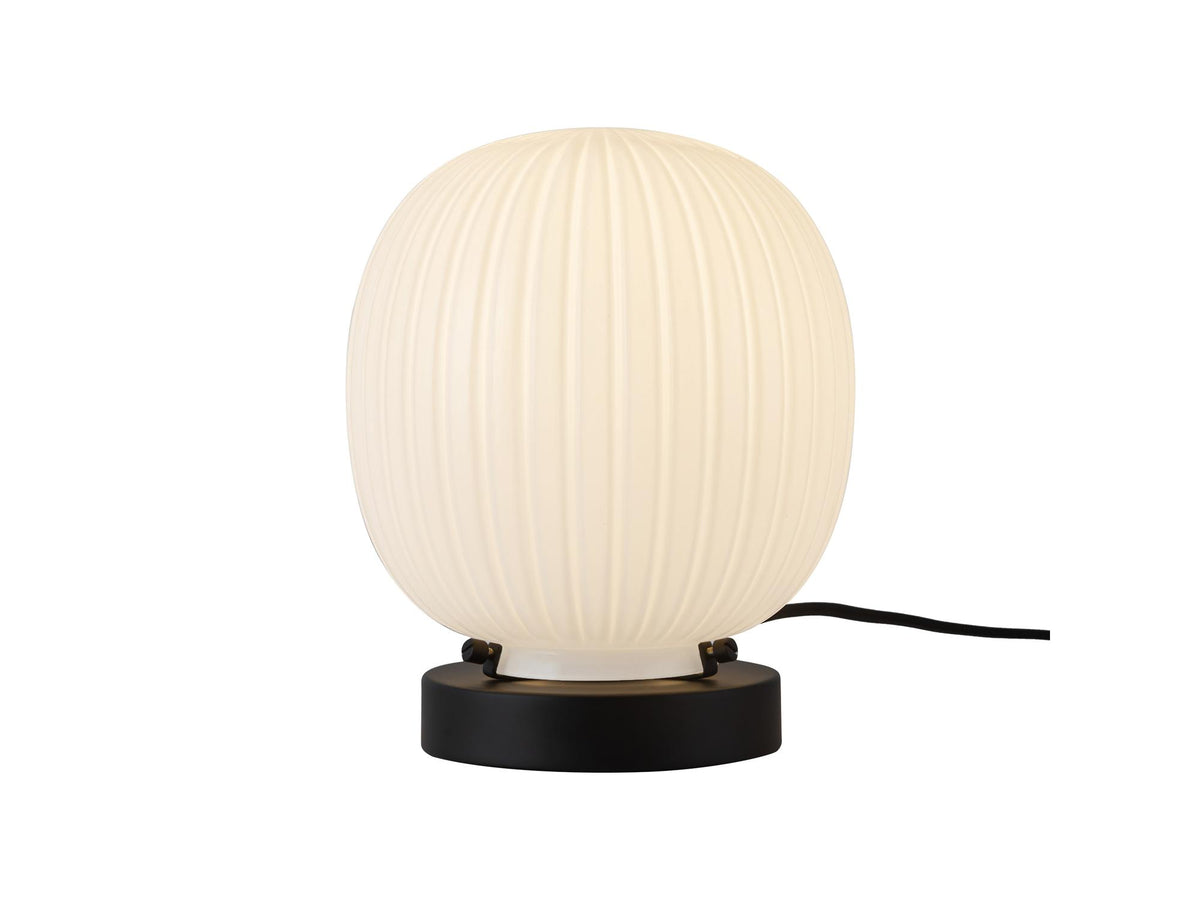 Cherise Table Lamp – Matte Black/Glossy Ribbed Opal Glass