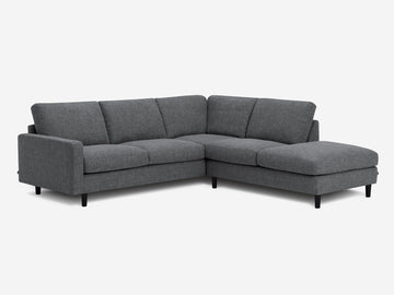 Greta Stone (Discontinued) with Black Ash Legs - Right Hand Facing Backless Chaise