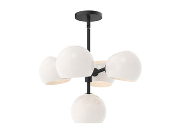Willow Chandelier – 18" / Matte Black/Opal Matte Glass