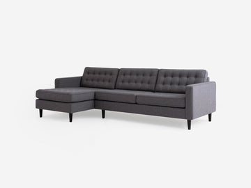 Jet Ash with Black Ash Legs - Left Hand Facing Grand Chaise - Regular Arm Height