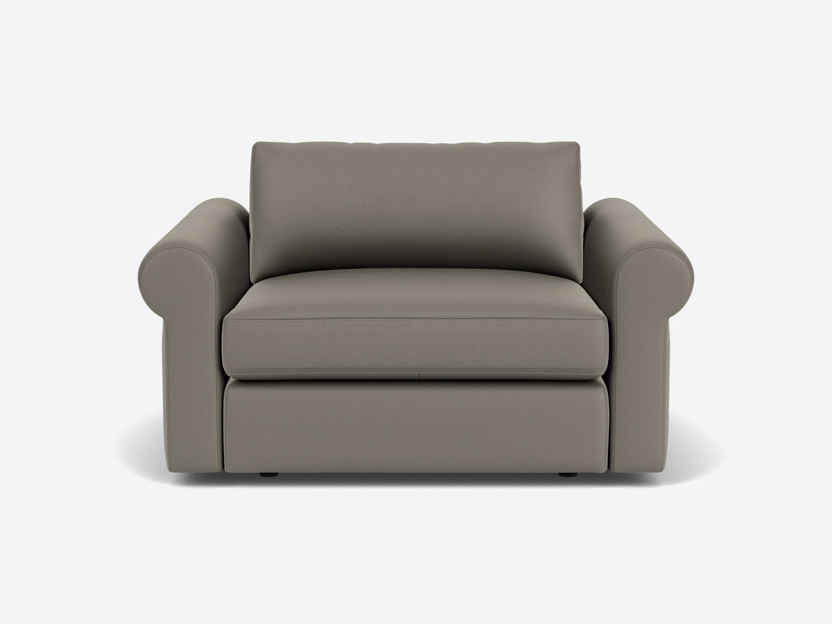 Rein Grey Leather - Shallow - 35 inch seat width - Roll Arms