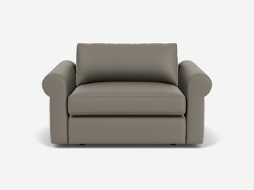 Rein Grey Leather - Shallow - 35 inch seat width - Roll Arms