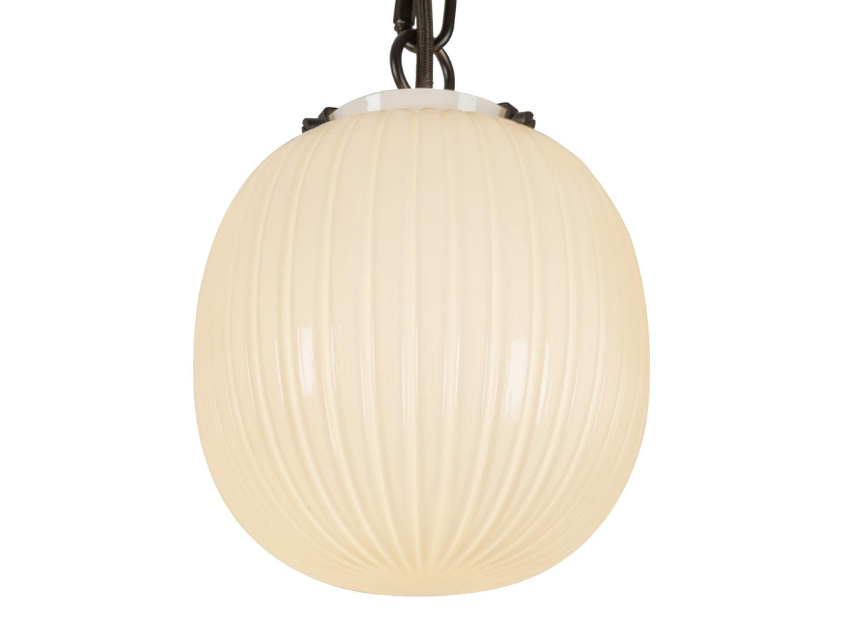 Cherise Pendant – 3 Lights / Matte Black/Glossy Ribbed Opal Glass – view 2
