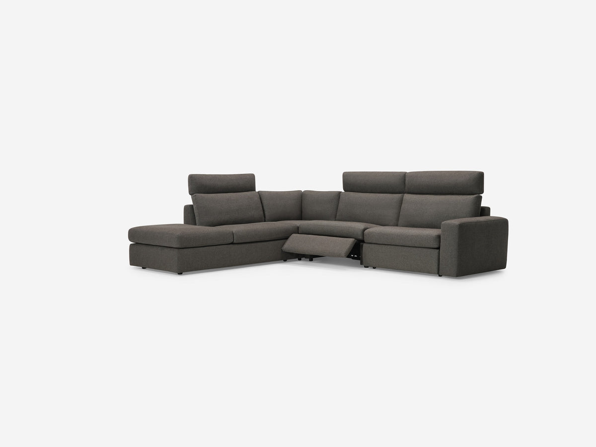 Onno Charcoal Warm Grey with Additional Headrest - Wide Seat - Left Hand Facing Backless Chaise - Wide Track Arm