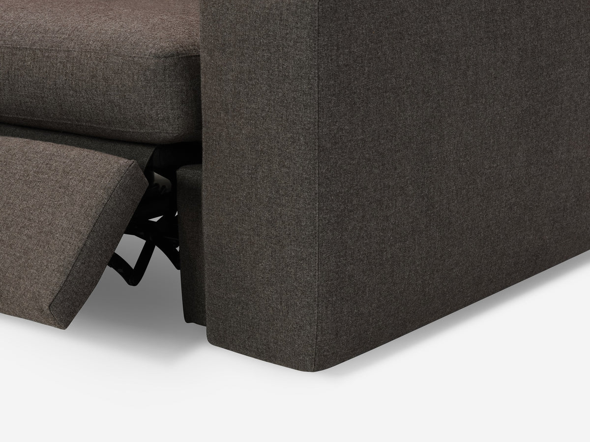 Onno Charcoal Warm Grey with Additional Headrest - Wide Seat - Left Hand Facing Backless Chaise - Wide Track Arm