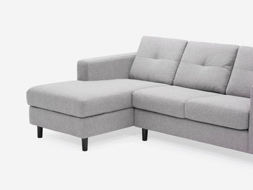 Mila Grey with Onyx Legs - Left Hand Facing Chaise