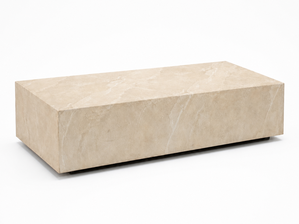Plinth Coffee Table – Faux Travertine – view 2