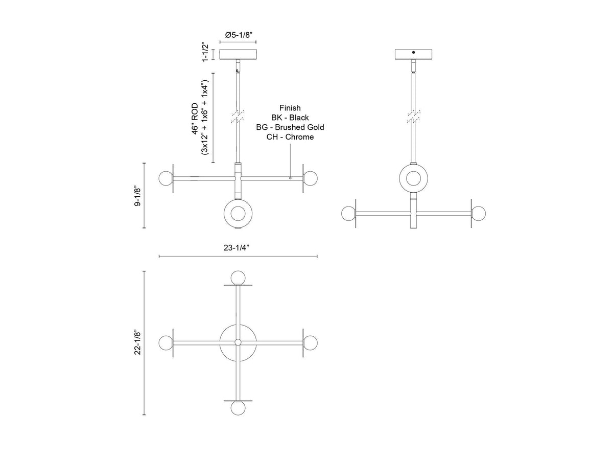 Elixir Chandelier – Chrome – view 3