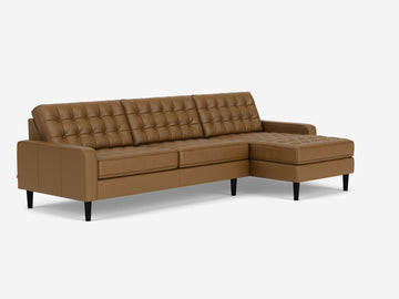 Rein Toast with Black Ash Legs - Right Hand Facing Grand Chaise - Low Arm Height