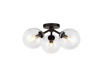 Cassia Semi-Flush Mount Light – Matte Black/Clear Glass