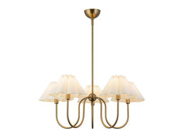 Rosemary Chandelier – Brushed Gold/Folded White