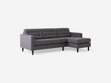 Jet Ash with Black Ash Legs - Right Hand Facing Chaise - Regular Arm Height