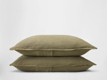 Silk & Snow Flax Sham Set – Standard / Olive Green