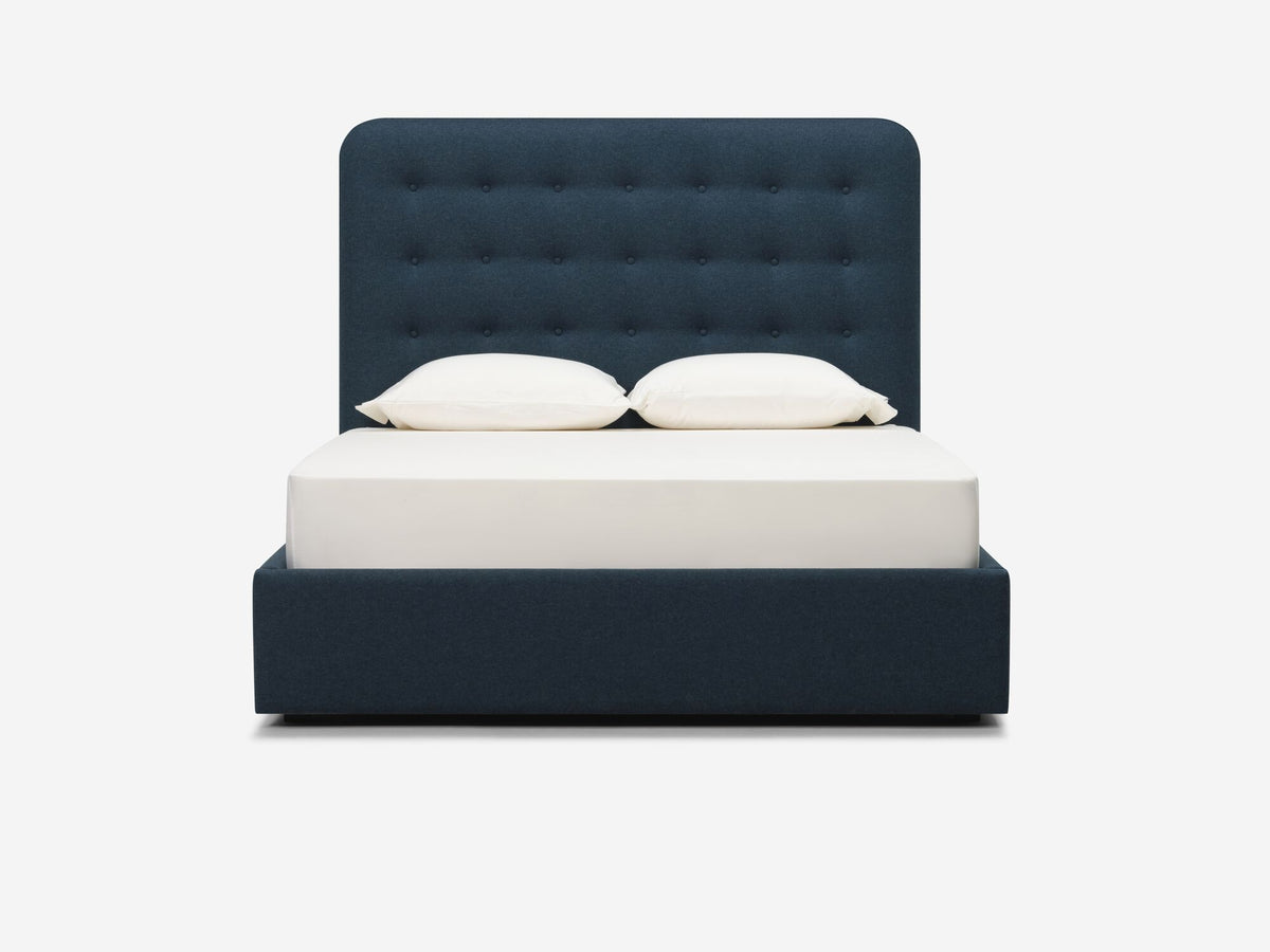 Dark Turquoise - Queen - High - Button Tufted - Round Headboard