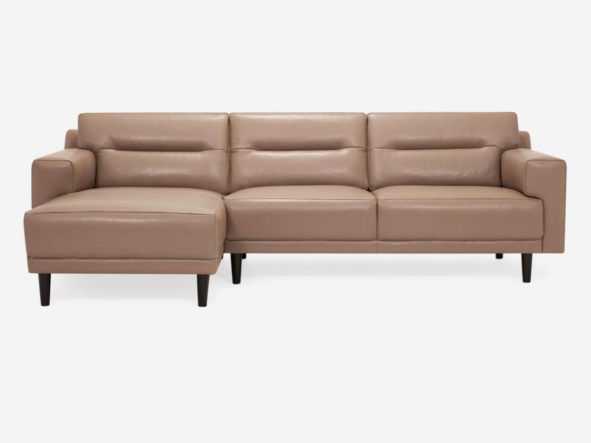 Grade 800 Coachella Warm Grey with Black Ash - Horizontal Pull Back Cushion Detail - Left Hand Facing Chaise