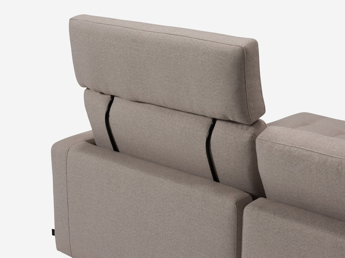 Panama Natural Fabric with Black Ash Legs - Right Hand Facing Chaise - Optional Headrest