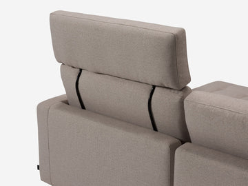Panama Natural Fabric with Black Ash Legs - Right Hand Facing Chaise - Optional Headrest