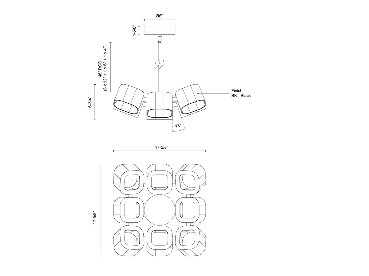 Arena Chandelier – Black – view 4