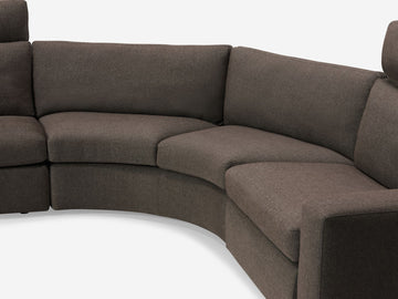 Onno Charcoal Warm Grey with Additional Headrest - Wide Seat - Left Hand Facing Backless Chaise - Wide Track Arm