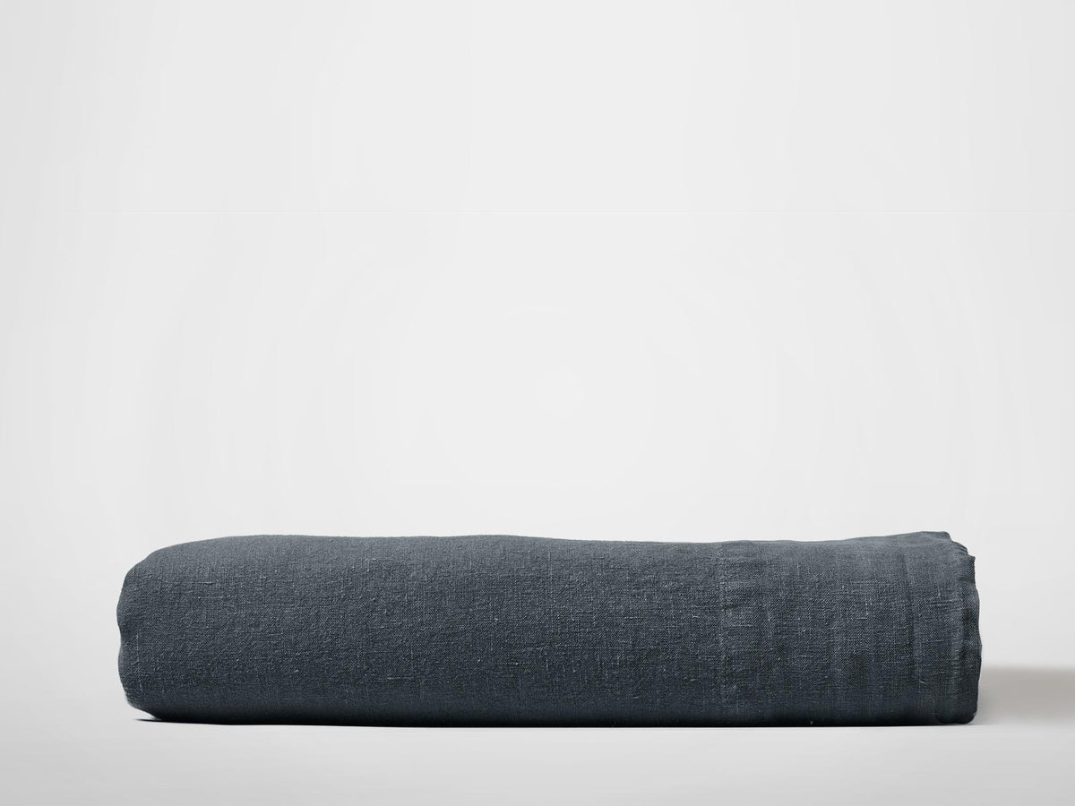 Silk & Snow Flax Flat Sheet – Full / Flint Black
