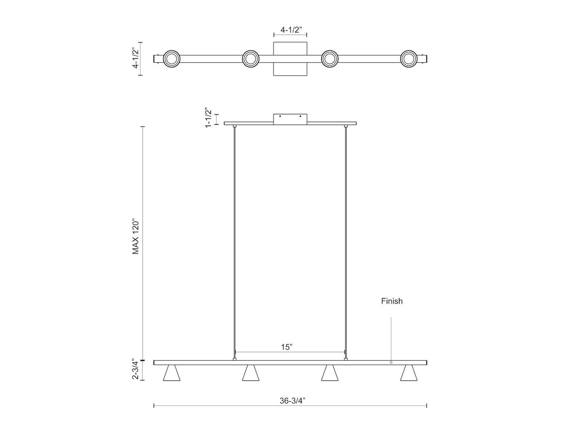 Dune Linear Pendant – 37" / Black – view 2