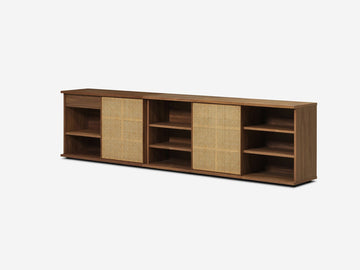 Extra Wide - Walnut - Cane Doors