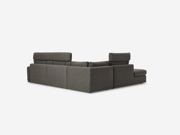 Onno Charcoal Warm Grey with No Additional Headrest - Wide Seat - Left Hand Facing Backless Chaise - Wide Track Arm