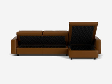 Durango Rio avec pattes en chêne noir - accoudoirs standard - méridienne droitière - méridienne avec rangement